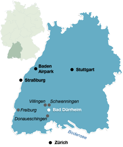 Bad Dürrheim auf der Deutschlandkarte